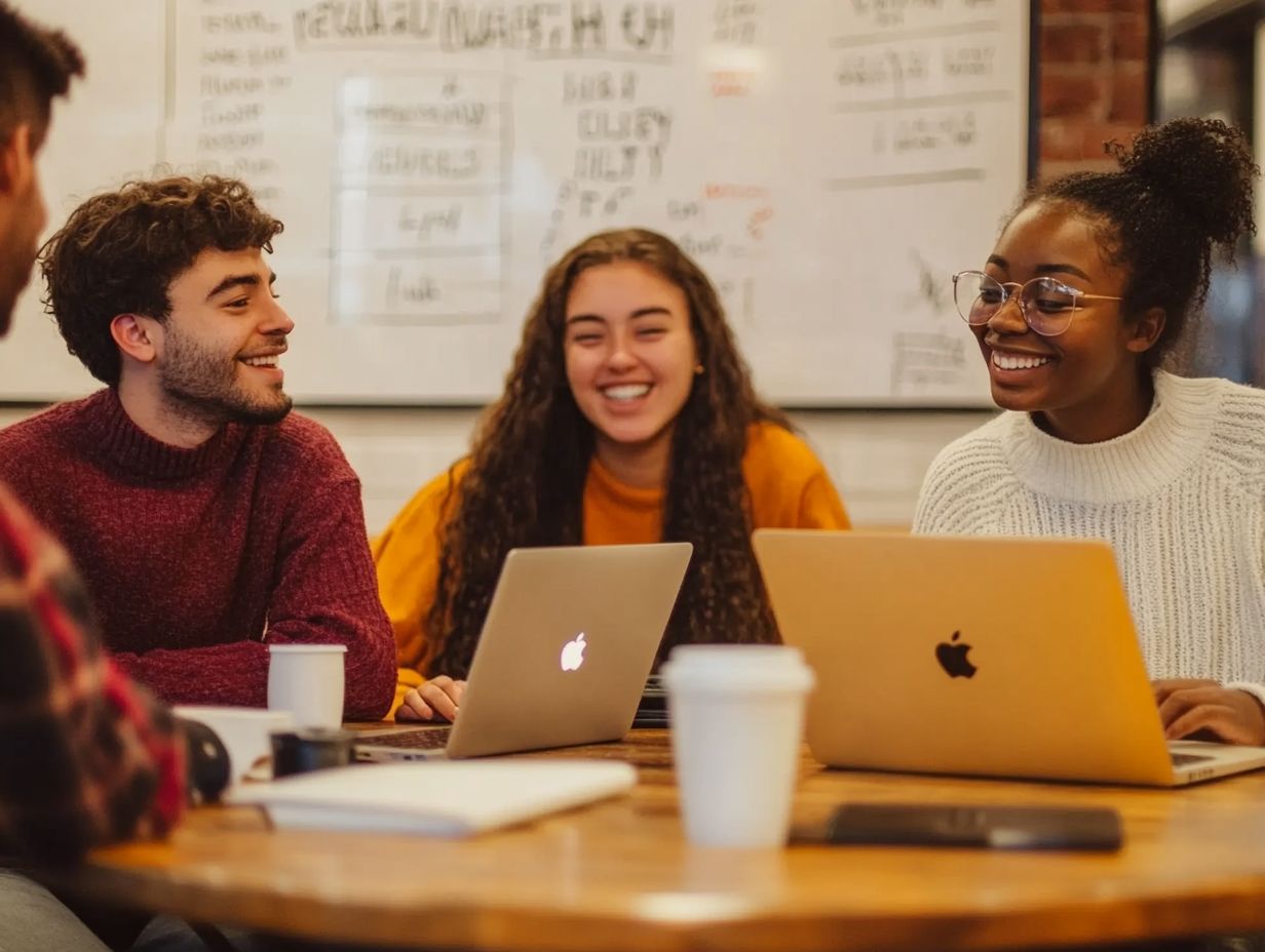 A diverse group of students engaging with online education