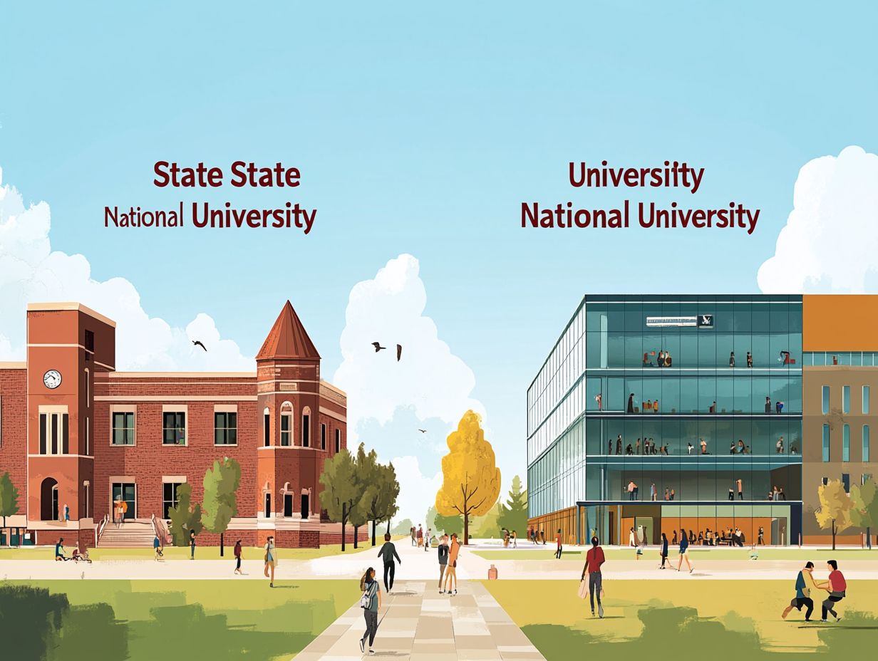 Comparison of state and national accredited universities